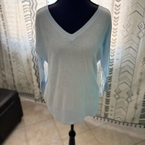 Talbots Blue V-Neck Sweater Lightweight Knit